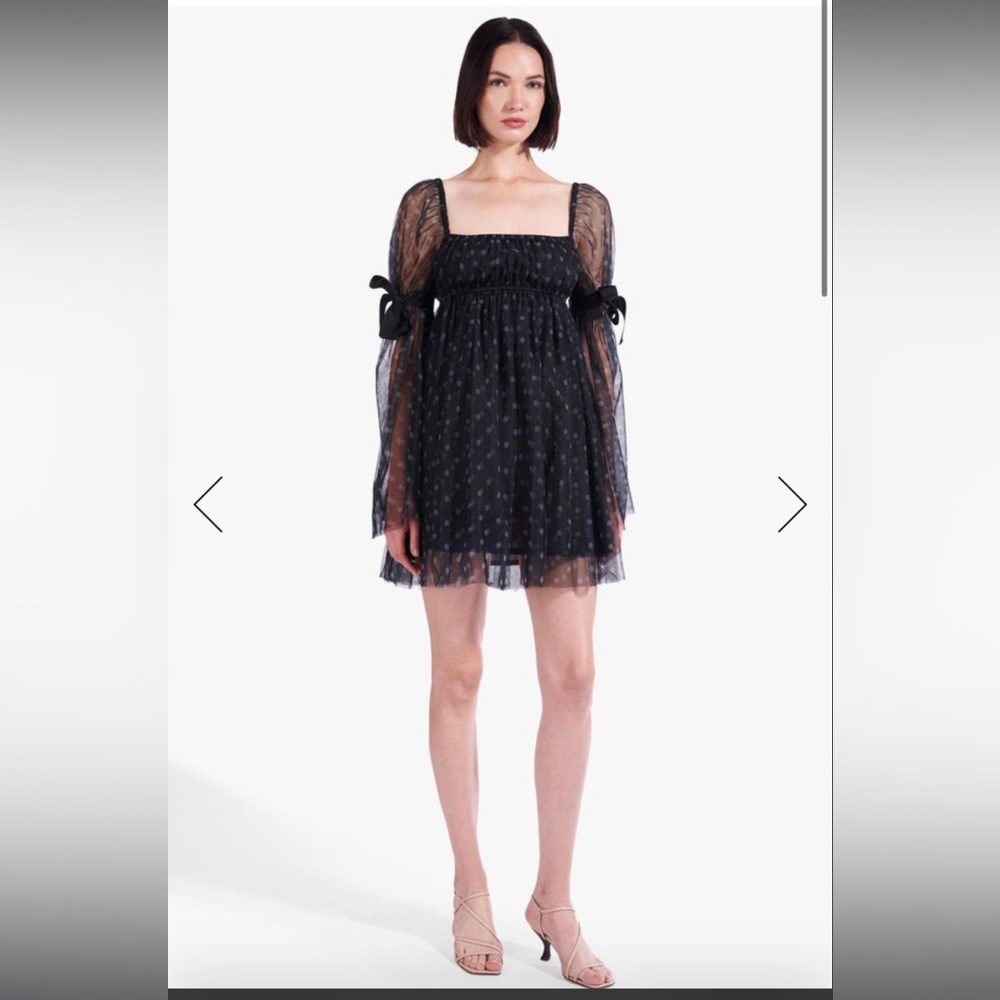 NWT Staud Peri Dress - bow tie sleeves - Black Gray Size S / Small
